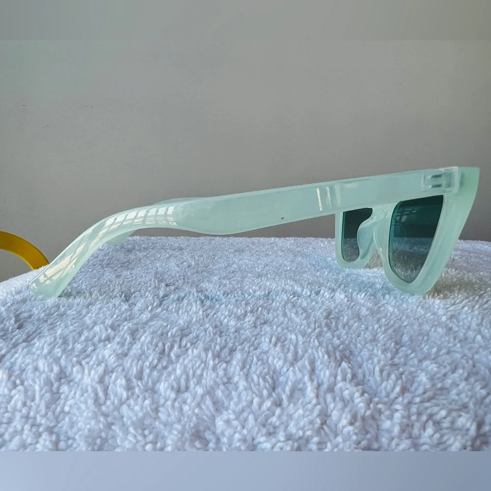 Men’s / Unisex Two Cat-Eye Sunglasses Pair - Mint & Burgundy with Mirrored Duo - Picture 7 of 10